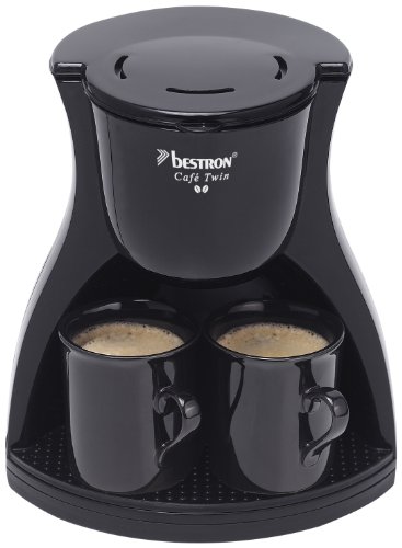 Bestron Duo-Kaffeemaschine inkl. 2 Tassen, Für gemahlenen Filterkaffee, 450 Watt, Schwarz