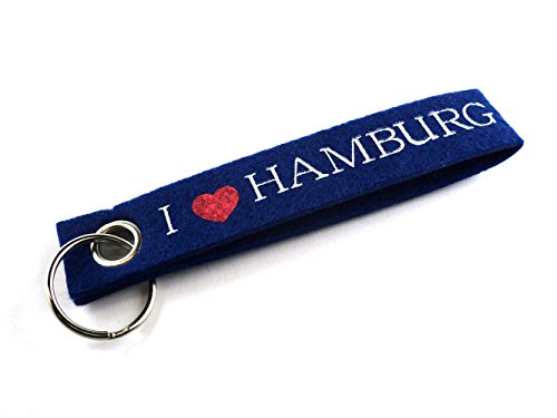 City Souvenir Shop Filz-Schlüsselanhänger I Love Hamburg, blau
