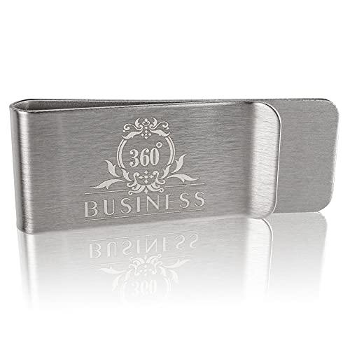 360°Business - Geldklammer Herren - Ideal zum Ausgehen - Geldscheinklammer - Für Geldscheine aus Edelstahl - Farbe Silber