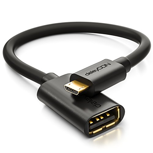 deleyCON 0,2m USB 2.0 High Speed OTG Adapter - USB A zu USB Micro B - S7 S7 Edge S6 S6 Edge S5 S4 Note 5 4 3 - Schwarz