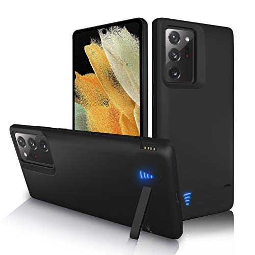 Gladgogo Akku Hülle für Samsung Galaxy Note 20 Ultra 5G, [6000 mAh] Zusatzakku Ladehülle Handyhülle Tragbare Power Bank Akku, Battery Case Akkuhülle Mit klappbarem Ständer (6,9 Zoll)