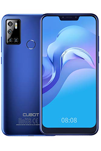 CUBOT C20 Smartphone ohne Vertrag, Android 10 Günstiges Handy, 6.18 Zoll, 4200mAh, 4GB RAM/64GB, 128GB erweiterbar, 3 Kameras, Face-ID, Fingerabdruck, Dual SIM, NFC, Blau