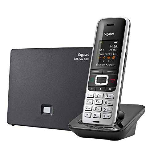 Gigaset S850A GO - Analog & DECT-Telefon schnurlos mit Anrufbeantworter - Headsetanschluss und Reichweitenwarnton - exzellente Klangqualität (auch beim Freisprechen), platin-schwarz