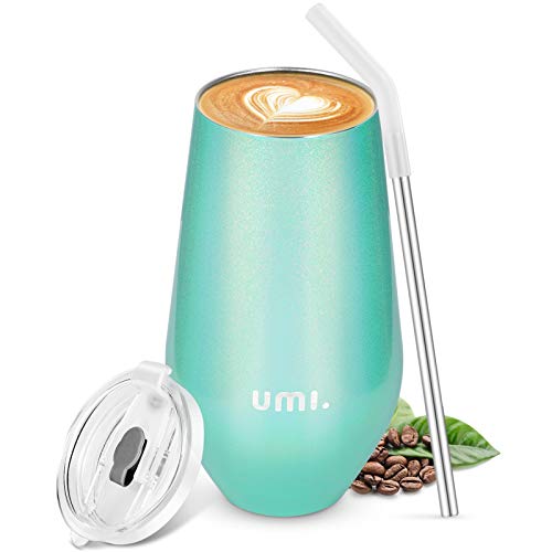Umi. by Amazon -Thermobecher 500ml, Edelstahl Isolierender Wiederverwendbarer Kaffeebecher BPA-Frei, Reisebecher mit Trinkhalm und Deckel, Kaffeetasse für Kaffee,Wein und Cocktails
