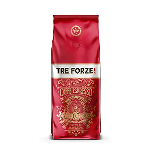 TRE FORZE! Espresso Caffè - 1kg Espresso Bohnen Traditionelle Röstung über Olivenholzfeuer In Handarbeit - Premium Kaffeebohnen für Vollautomat und Siebträger