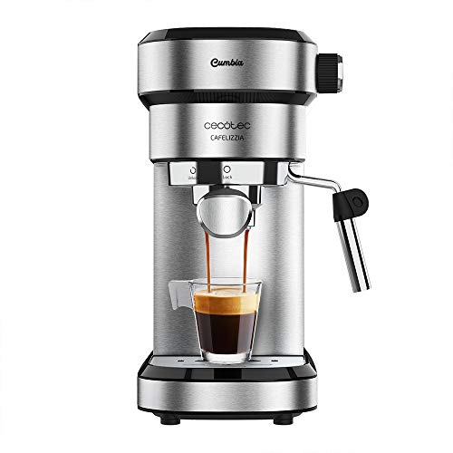 Cecotec Cafelizzia 790 White Kaffeemaschine für Espresso und Cappuccino, mit schneller Thermoblockheizung, 20 bar, Auto Mode für 1 und 2 Kaffees, orientierbarer Dampfgarer (Stahl, Ohne Manometer)