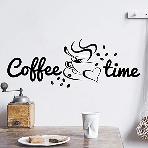 Coffee TIME Wandtattoo Sticker Aufkleber Kaffeezeit Kaffee Zeit (30cm (B) x 11cm (H), Schwarz)