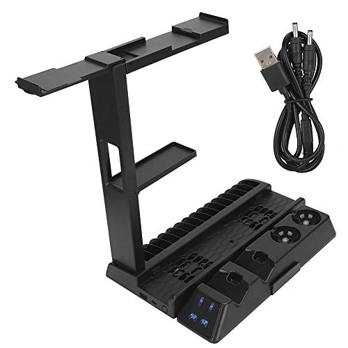 Mugast Kühlsystem Set für Sony PS4/Slim/Pro/PS VR Spieleautomaten,Lüfterbasis + Ladestation für Spielegriff + Ladekabel für Speicherplatine + Schnittstelle + Schraube