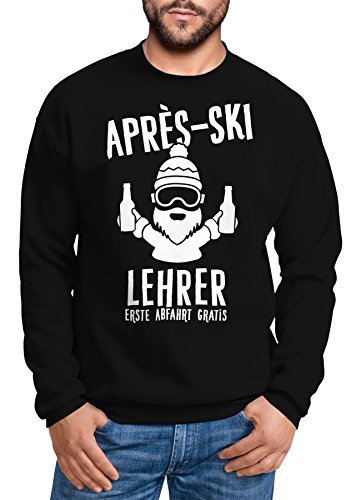 MoonWorks Sweatshirt Herren Apres-Ski Lehrer Rundhals-Pullover schwarz M