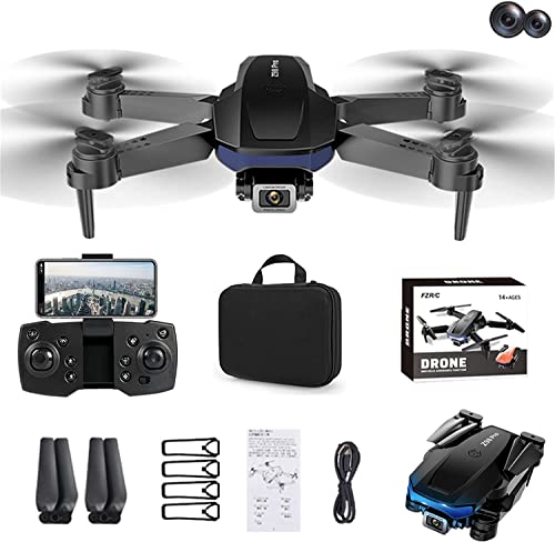 Mini Drohne mit Kamera Dual 1080P HD, One Key Start Speed Adjustment, Faltbar Drohne RC Quadrocopter mit Einstellbarer 120-Weitwinkelkamera und RC Quadcopter, 3D Flip, GPS Auto Return (A)