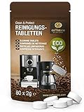 Coffeeano 80 Reinigungstabletten Eco für Kaffeevollautomaten und Kaffeemaschinen Clean&Protect. Für alle Marken und Geräte. Umweltfreundliche Verpackung aus Kraftpapier