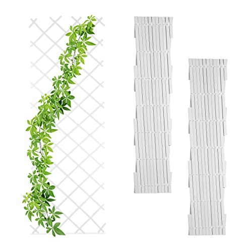 Relaxdays Rankgitter, 3er Set, ausziehbar, Rankhilfe Kletterpflanzen, Garten, Balkon, Terrasse, 250 cm, Kunststoff, weiß