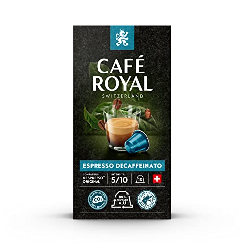 Café Royal Espresso Decaffeinato 100 Kapseln für Nespresso Kaffee Maschine - 5/10 Intensität - UTZ-zertifiziert Kaffeekapseln aus Aluminium