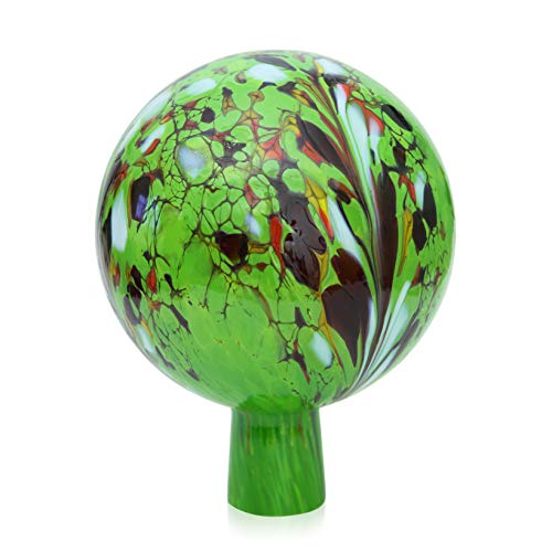 Lauschaer Glas Gartenkugel Rosenkugel aus Glas mit Granulat grün h 19cm,d 15cm mundgeblasen handgeformt