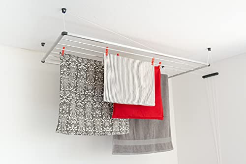 Dry-Smart ALU Deckenwäschetrockner - Deckentrockner - Wäscheständer für die Decke – für Badewanne, Balkon, innen und Outdoor – platzsparend - einfache Deckenbefestigung