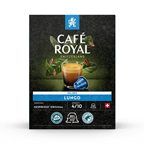 Café Royal Lungo 36 Kapseln für Nespresso Kaffee Maschine - 4/10 Intensität - UTZ-zertifiziert Kaffeekapseln aus Aluminium