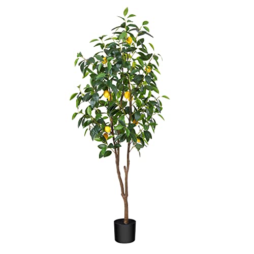 CROSOFMI Kunstpflanze 150 cm Zitronenbaum im Topf Künstliche Pflanzen wie echt Plastik Kunstpflanzen Groß ,Fake Plant deko für Wohnzimmer Balkon Schlafzimmer Büro Einweihungsgeschenk（1 Pack）
