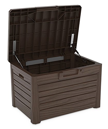 Toomax Kissenbox #Z158 braun 120 Liter Inhalt Holz Optik - mit Sitzfläche 200 kg Tragkraft - abschließbar