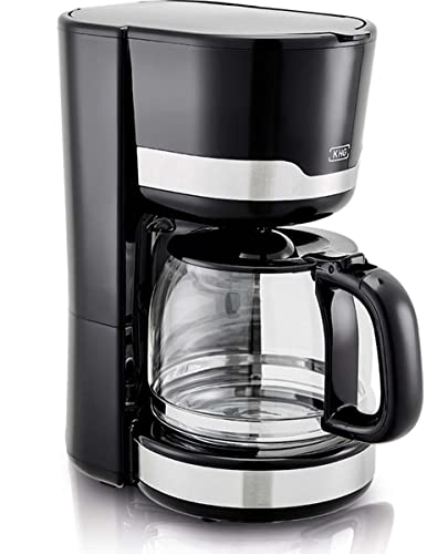 KHG Kaffeeautomat KA-129 SE2 aus Edelstahl/Kunststoff in schwarz, Kapazität für 12 Tassen, mit Glaskanne 1,5 Liter, Permanentfilter, Abschaltautomatik, Wasserstandsanzeige, Tropfstopp