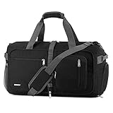 WANDF Reisetasche 40L mit Schuhfach Faltbare Weekender-Reisetasche Handgepäck für Männer Frauen (Schwarz)