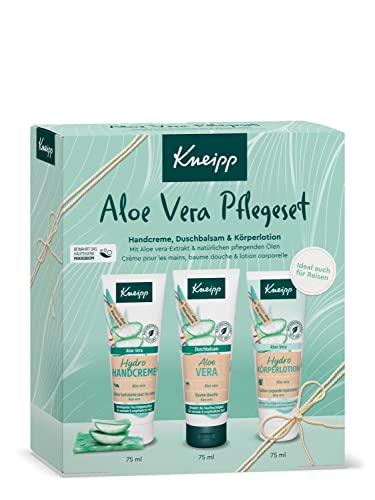 Kneipp Aloe Vera Pflegeset - Geschenkpackung mit drei Produkten in Reisegröße: Duschbalsam, Hydro Handcreme & Körperlotion, 3 x 75ml