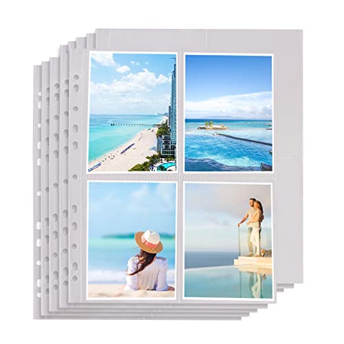 100 XA4 Sammel-Hüllen 4-Geteilt, Prospekthüllen,Glas-klar, Kartenhüllen Prospekt-Huelle DIN-A4 transparent, für Post-Karten, Fotos, Dokumente