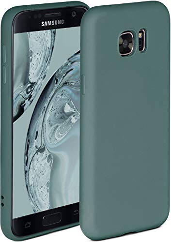 ONEFLOW Soft Case kompatibel mit Samsung Galaxy S7 Hülle aus Silikon, erhöhte Kante für Bildschirmschutz, zweilagig, weiche Handyhülle - matt Petrol