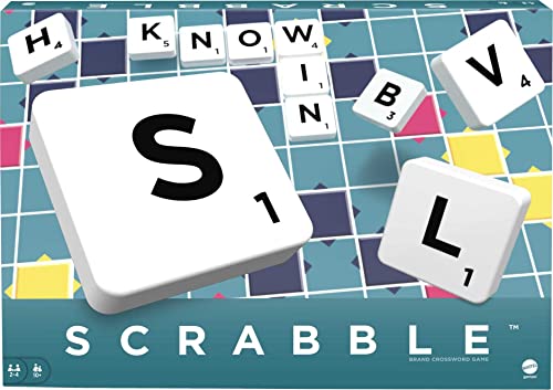 Scrabble Crossword - Classic Board Game - 100 Letter Tiles - 4 Racks - 1 Letter Bag - Instructions Included - for 2 to 4 Players - Gift For Kids 10 +, Y9592, Pack of 1