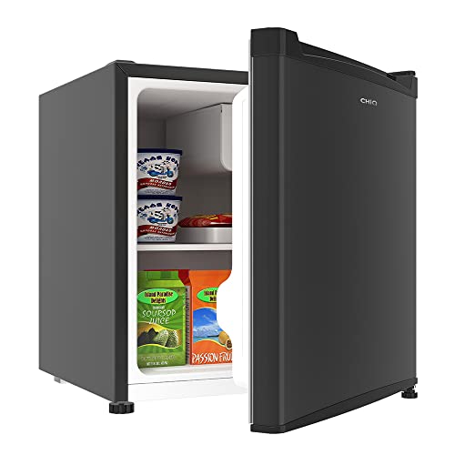 CHiQ Mini Kühlschrank mit Tiefkühlfach | 46 Liter | F Energieverbrauch 100 kWh/Jahr | Mini Bar mit Gefrierfach| Sehr Leise 35db | 12 Jahre Garantie auf Kompressor