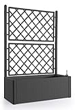 BigDean Rankgitter XL in Anthrazit mit Spalier und Blumenkasten 90L - Mit Wasserstandsanzeige - Wetterresistent und UV-Beständig - Ideal für Garten, Balkon und als Sichtschutz