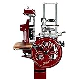 Berkel Aufschnittmaschine Volano B2 rot – Wunderschöne Schwungradmaschine + 100% handgefertigtem Schneidebrett Unikat