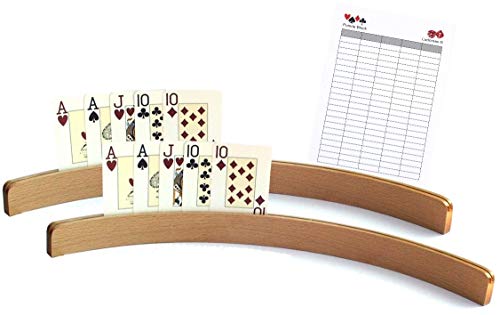 Ludomax Holz - Kartenhalter, 50cm (ohne Spielkarten) - Zweierpack inklusive Spielblock