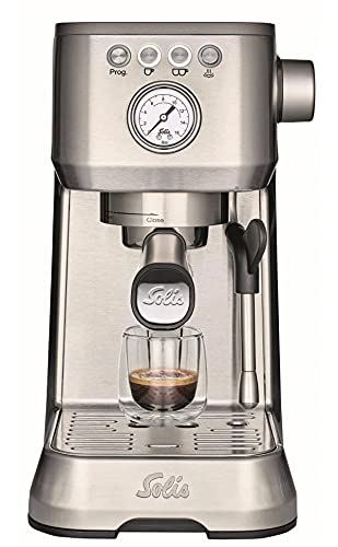 Solis Barista Perfetta Plus 1170 Kaffeemaschine Promopack - Espressomaschine mit Dampf- und Heißwasserfunktion - Siebträger Kaffeemaschine - 16 bar - 1.7L Wassertank – Edelstahl + Zubehör
