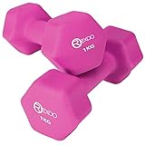 REXOO Neopren Kurzhanteln Hanteln, Gewichte 2er Set Hantelset Fitness Aerobic 2X 1,0 kg pink
