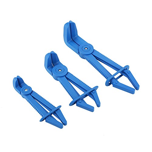 VIFER Schlauchklemmenzange 3-Teilige Kunststoff-Schlauchklemmenzange Werkzeugsatz Bremse Kraftstoff Wasserleitungsklemmen Zangensatz Flexibel(Blau)