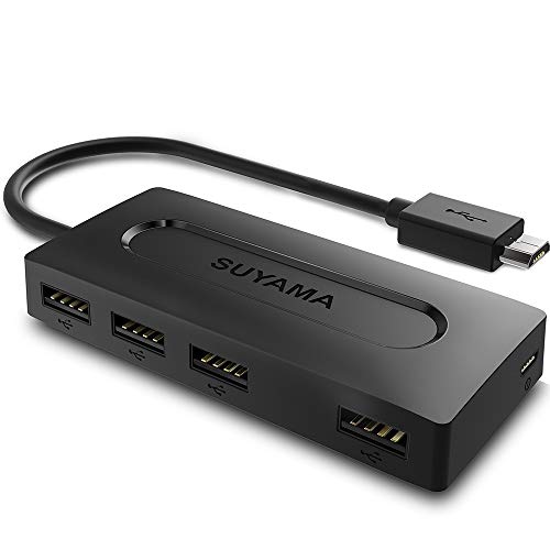 SUYAMA USB OTG Adapter für TV Stick 4K,All-New TV (2017),Nintendo Classic Mini,Sony PlayStation Classic - Micro USB HUB Adapter mit Netzteil