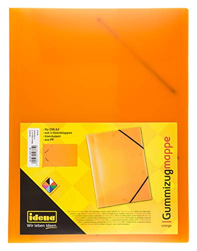 Idena 10375 - Gummizugmappe DIN A3, PP, transluzent orange, 1 Stück