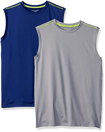 Amazon Essentials 2-Pack Active Muscle Tank athletic-shirts, marineblau/grau, X-Large