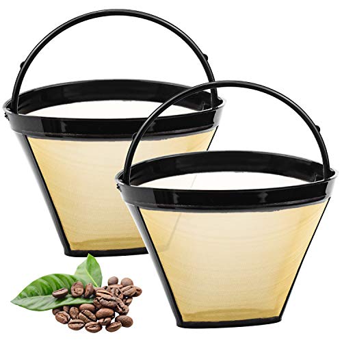 DESON 2 Stück Kafeefilter Wiederverwendbar Dauerfilter Filtergröße 4 mit Edelstahlgewebe Für 8-12 Tassen Kaffee Kunststoff Schwarz