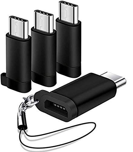 iAmotus USB C Adapter, [4 Stücke] Type C auf Micro USB Adapter mit OTG Premium Aluminium für iPad Pro 2020, Huawei Mate 20, MacBook Pro 2019 / Air 2020, Surface Pro 7（Schwarz）