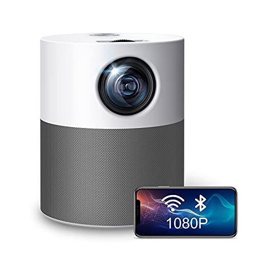 Mini Beamer Native 1080P Full HD, Bluetooth WiFi Beamer ,6000 L Beamer Full HD,Mini Beamer Projektor 240 '' Display Eingebauter Soundbox-Lautsprecher,kompatibel mit HDMI/USB/TF/AV/Audio