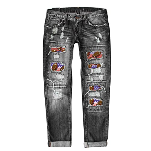 NHNKB Zerrissene Hose mit Jeans-Baseball-Print für Damen Bonprix Damen