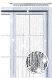 wometo Faden-Vorhang Glitzer-Vorhang oekoTex 90x245 cm - Silber-Silber glänzender Deko Schal transparent halbtransparent Weihnachten