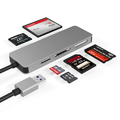 USB3.0 Kartenleser, Cateck 5-in-1 Aluminium Kartenleser, USB 3.0 Hochgeschwindigkeits TF / SD/ MS/ M2/ XD/ CF Speicherkarten Solt Combo Adapter, kompatibel mit Windows, Vista, Mac OS, Linux, Chrome OS