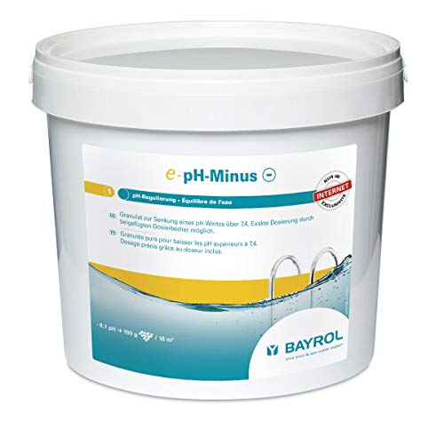 BAYROL e-pH-Minus Granulat - senkt schnell & effektiv einen zu hohen pH Wert im Pool - einfache Dosierung direkt ins Wasser - enthält Dosierbecher & Plastikbeutel mit Sicherheitsverschluss - 6 kg
