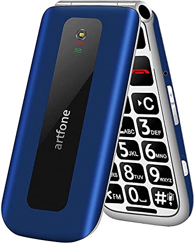 artfone Seniorenhandy ohne Vertrag, Klapphandy Mobiltelefon mit Großen Tasten, 2G GSM Handy für Senioren mit 2,4 Zoll Farbdisplay, Dual SIM, SOS Notruftaste, Taschenlampe, 1000 mAh Akku-Blau