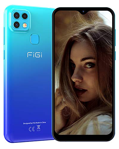 FiGi Note 1 Pro Smartphone ohne Vertrag 4G Handy - 6,6 Zoll HD+ Display 4000mAh Akku, 16MP+8MP+2MP Kamera, 4GB RAM/128GB ROM, Dual SIM Android 9 Handy - GPS/Face ID/Fingerabdruck – Blau