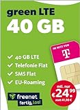 freenet green LTE 40 GB – Handyvertrag im Telekom Netz mit Internet Flat, Flat Telefonie und SMS und EU-Roaming – In alle deutschen Netze – 24 Monate Vertragslaufzeit