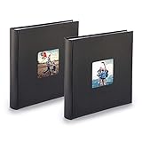 Fotoalbum XXL I Album 2er Pack zum Selbstgestalten (30x30 cm) I je 400 Bilder zum einkleben in 10x15 Format I schwarz