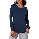 Amazon Essentials Damen Langärmeliges T-Shirt mit Rundhalsausschnitt, Klassischer Schnitt (Erhältlich in Übergröße), Marineblau, L